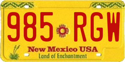 NM license plate 985RGW