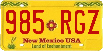 NM license plate 985RGZ