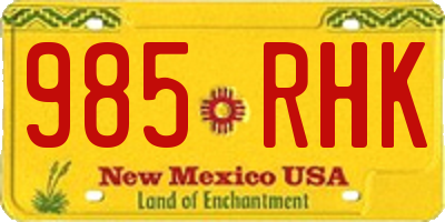 NM license plate 985RHK