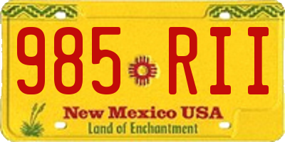 NM license plate 985RII