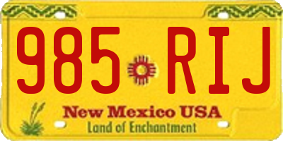 NM license plate 985RIJ