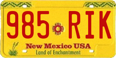 NM license plate 985RIK