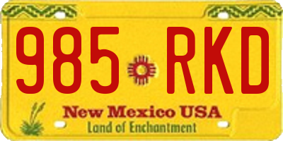 NM license plate 985RKD