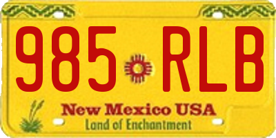 NM license plate 985RLB