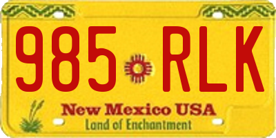 NM license plate 985RLK