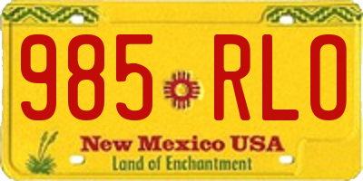 NM license plate 985RLO