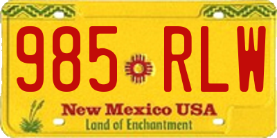 NM license plate 985RLW