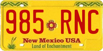 NM license plate 985RNC