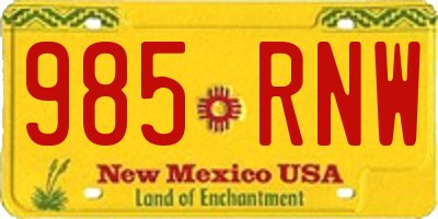 NM license plate 985RNW