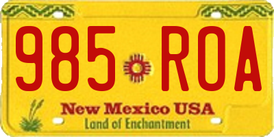 NM license plate 985ROA