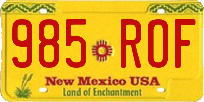 NM license plate 985ROF