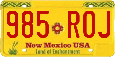 NM license plate 985ROJ