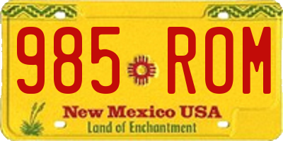 NM license plate 985ROM