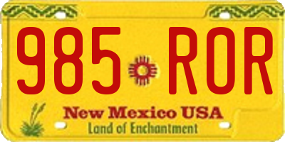 NM license plate 985ROR