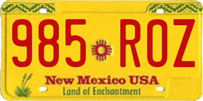 NM license plate 985ROZ