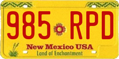 NM license plate 985RPD
