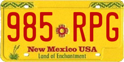 NM license plate 985RPG