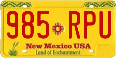 NM license plate 985RPU