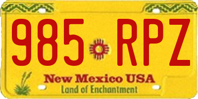 NM license plate 985RPZ