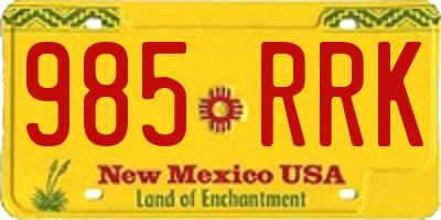 NM license plate 985RRK