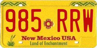 NM license plate 985RRW