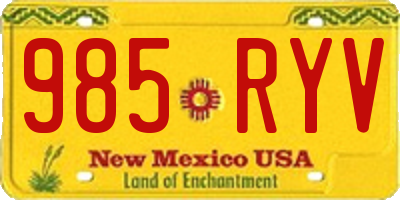 NM license plate 985RYV