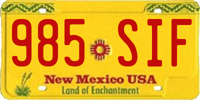 NM license plate 985SIF