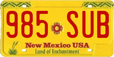 NM license plate 985SUB