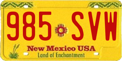 NM license plate 985SVW