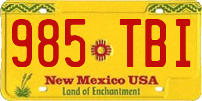 NM license plate 985TBI