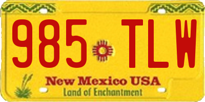 NM license plate 985TLW