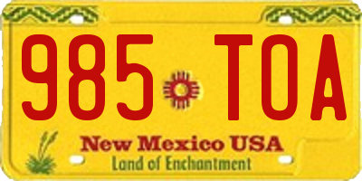 NM license plate 985TOA