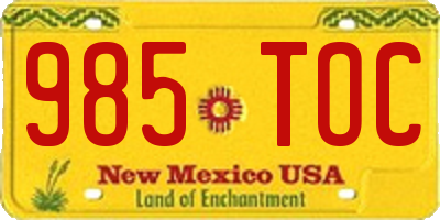 NM license plate 985TOC