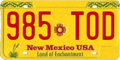 NM license plate 985TOD