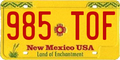 NM license plate 985TOF