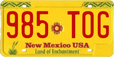 NM license plate 985TOG