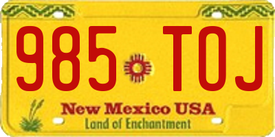 NM license plate 985TOJ
