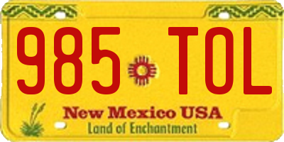 NM license plate 985TOL