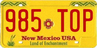 NM license plate 985TOP