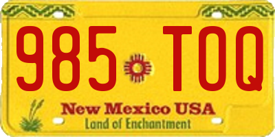 NM license plate 985TOQ