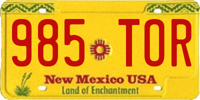 NM license plate 985TOR