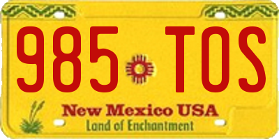 NM license plate 985TOS