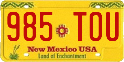 NM license plate 985TOU