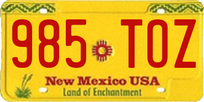 NM license plate 985TOZ