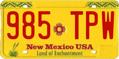 NM license plate 985TPW