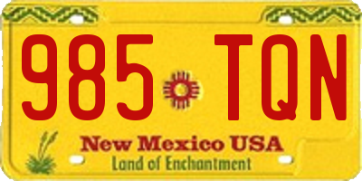NM license plate 985TQN