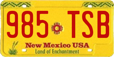 NM license plate 985TSB