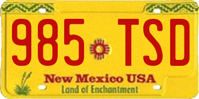 NM license plate 985TSD
