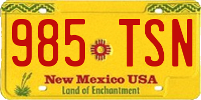 NM license plate 985TSN
