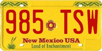NM license plate 985TSW